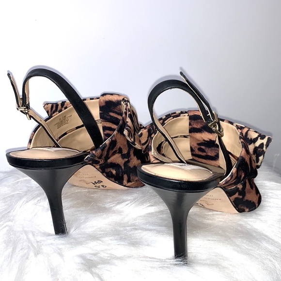 NEW ANONIO MELANI Cheetah Vilada Animal Print Black Bow Heels Shoes Size 8 - Picture 4 of 8